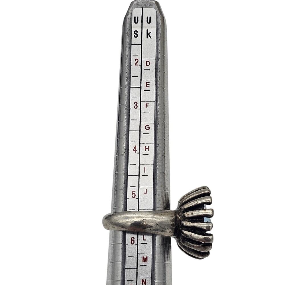 Vtg Avant Garde Sterling Silver Blue Stone Cocktail Ring Size 5.5 Signed - Picture 6 of 8